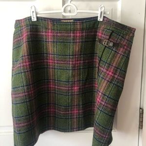 EUC Boden Moon Pink Green Blue Tweed Short Skirt Sz 16